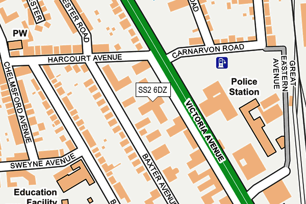 SS2 6DZ map - OS OpenMap – Local (Ordnance Survey)