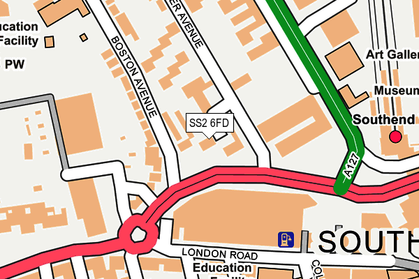 SS2 6FD map - OS OpenMap – Local (Ordnance Survey)