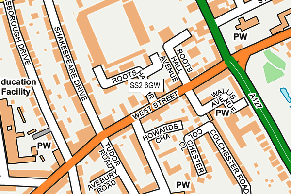 SS2 6GW map - OS OpenMap – Local (Ordnance Survey)