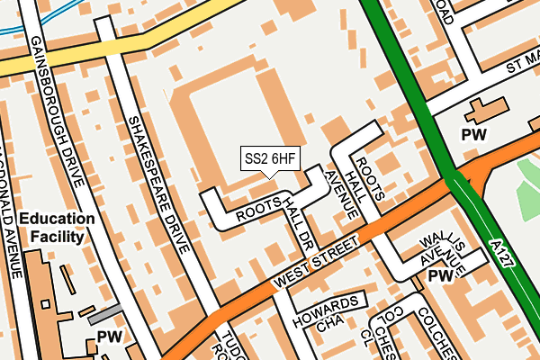SS2 6HF map - OS OpenMap – Local (Ordnance Survey)
