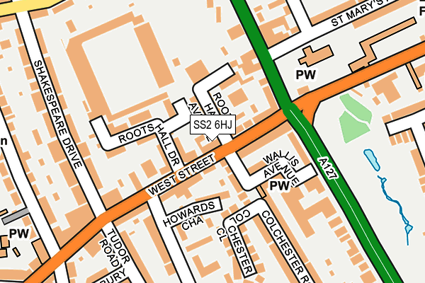 SS2 6HJ map - OS OpenMap – Local (Ordnance Survey)