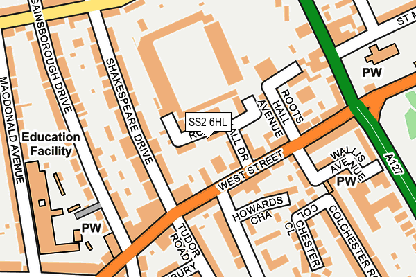 SS2 6HL map - OS OpenMap – Local (Ordnance Survey)
