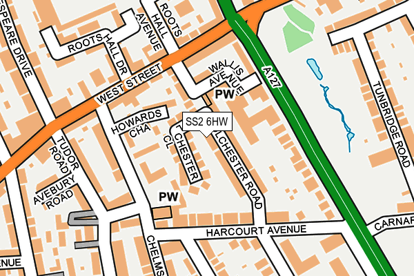 SS2 6HW map - OS OpenMap – Local (Ordnance Survey)