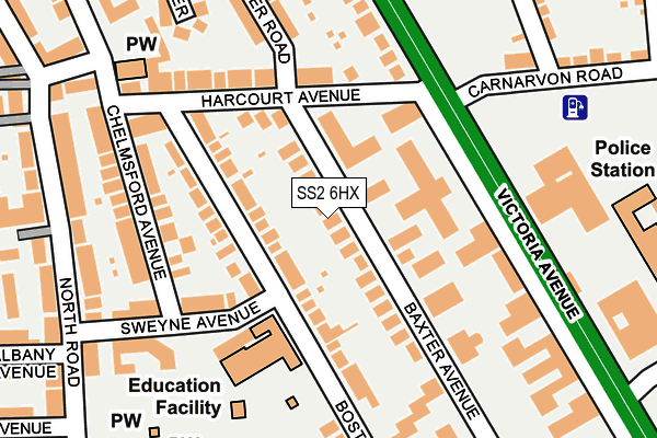 SS2 6HX map - OS OpenMap – Local (Ordnance Survey)