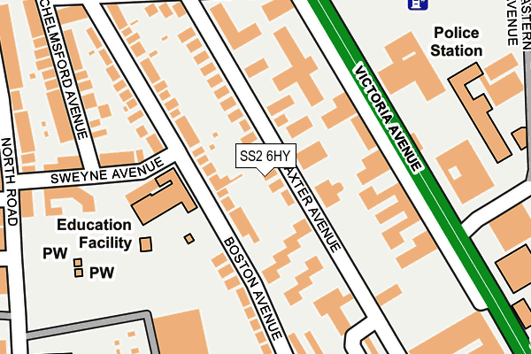 SS2 6HY map - OS OpenMap – Local (Ordnance Survey)