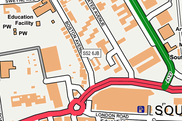 SS2 6JB map - OS OpenMap – Local (Ordnance Survey)