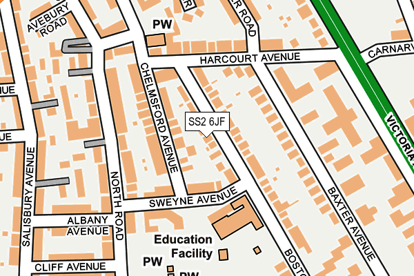 SS2 6JF map - OS OpenMap – Local (Ordnance Survey)