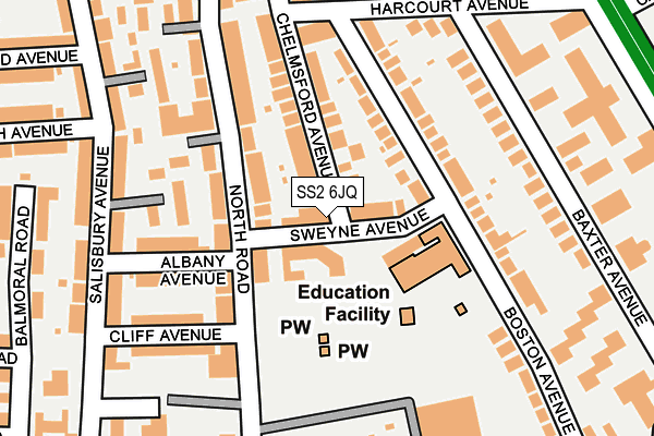 SS2 6JQ map - OS OpenMap – Local (Ordnance Survey)