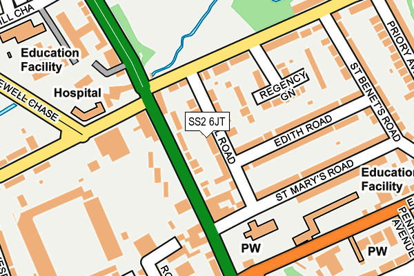 SS2 6JT map - OS OpenMap – Local (Ordnance Survey)