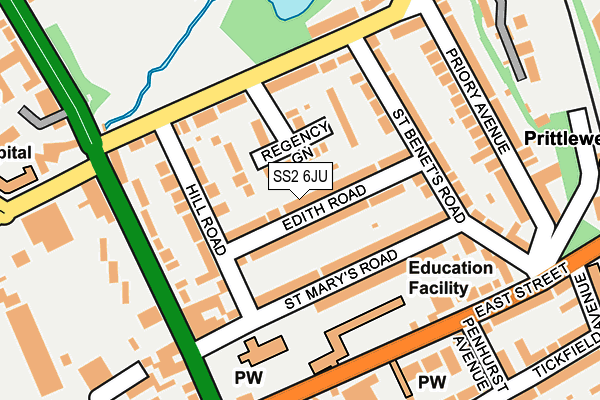 SS2 6JU map - OS OpenMap – Local (Ordnance Survey)