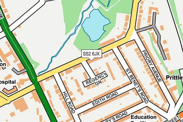 SS2 6JX map - OS OpenMap – Local (Ordnance Survey)