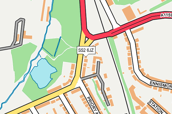 SS2 6JZ map - OS OpenMap – Local (Ordnance Survey)