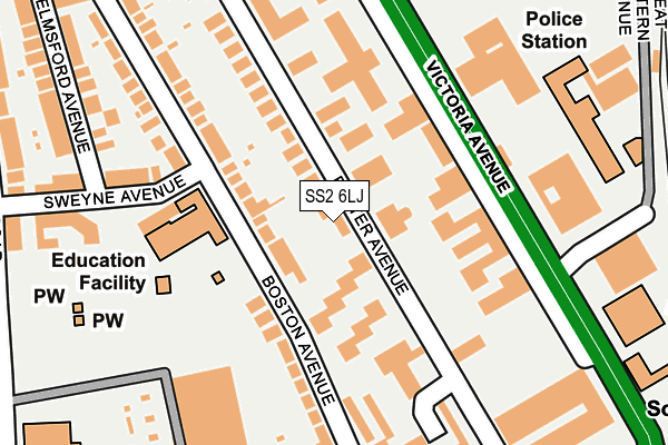 SS2 6LJ map - OS OpenMap – Local (Ordnance Survey)