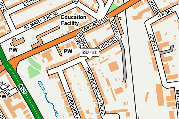 SS2 6LL map - OS OpenMap – Local (Ordnance Survey)