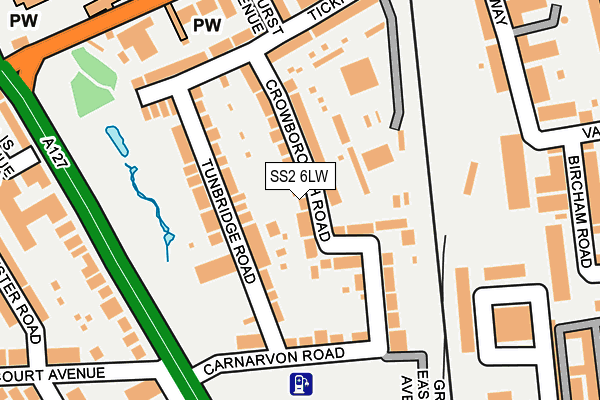 SS2 6LW map - OS OpenMap – Local (Ordnance Survey)