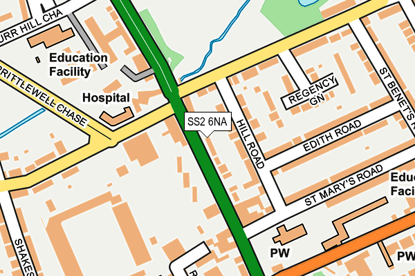 SS2 6NA map - OS OpenMap – Local (Ordnance Survey)