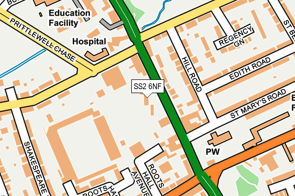 SS2 6NF map - OS OpenMap – Local (Ordnance Survey)