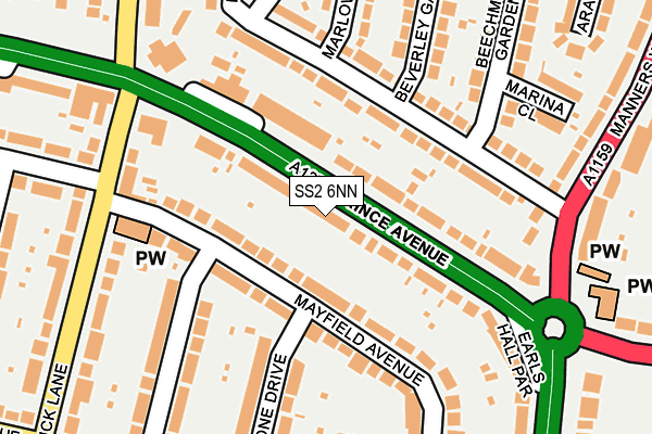 SS2 6NN map - OS OpenMap – Local (Ordnance Survey)