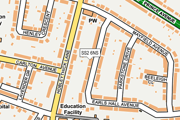 SS2 6NS map - OS OpenMap – Local (Ordnance Survey)