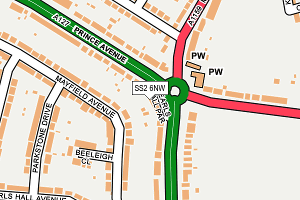 SS2 6NW map - OS OpenMap – Local (Ordnance Survey)