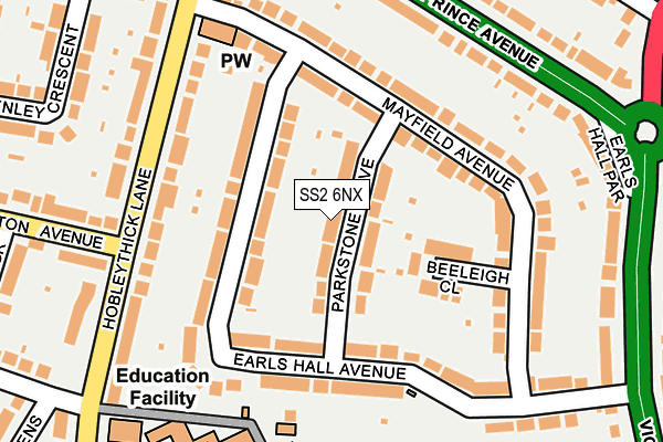 SS2 6NX map - OS OpenMap – Local (Ordnance Survey)