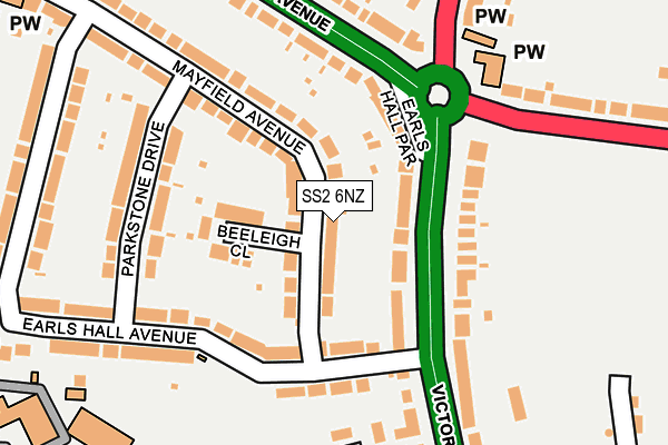 SS2 6NZ map - OS OpenMap – Local (Ordnance Survey)