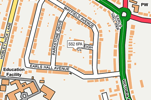 SS2 6PA map - OS OpenMap – Local (Ordnance Survey)