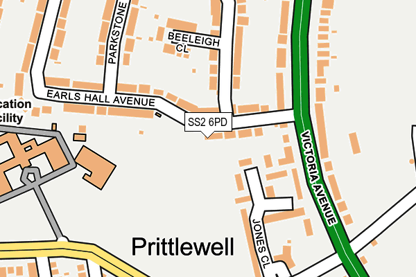 SS2 6PD map - OS OpenMap – Local (Ordnance Survey)