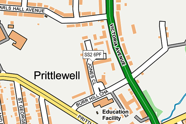 SS2 6PF map - OS OpenMap – Local (Ordnance Survey)