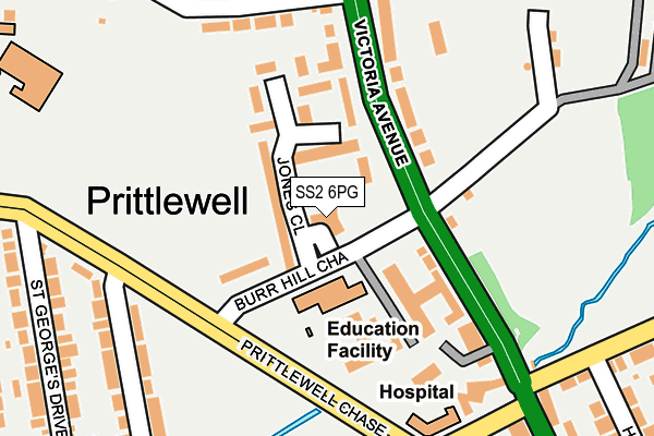 SS2 6PG map - OS OpenMap – Local (Ordnance Survey)