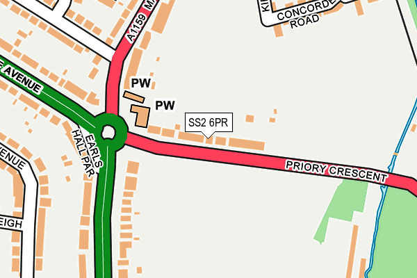 SS2 6PR map - OS OpenMap – Local (Ordnance Survey)