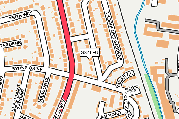 SS2 6PU map - OS OpenMap – Local (Ordnance Survey)