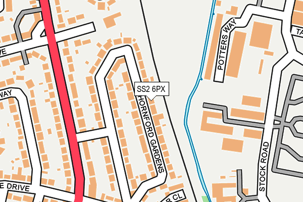SS2 6PX map - OS OpenMap – Local (Ordnance Survey)