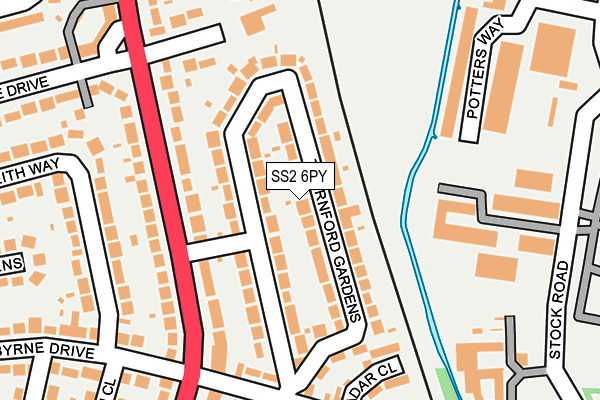 SS2 6PY map - OS OpenMap – Local (Ordnance Survey)