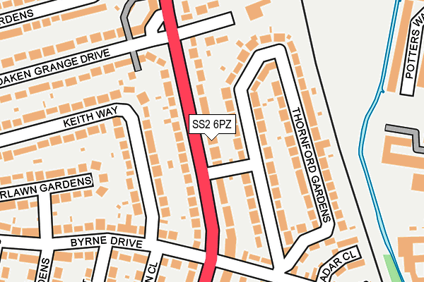 SS2 6PZ map - OS OpenMap – Local (Ordnance Survey)