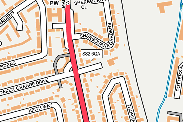 SS2 6QA map - OS OpenMap – Local (Ordnance Survey)