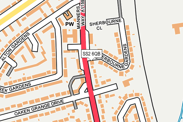 SS2 6QB map - OS OpenMap – Local (Ordnance Survey)