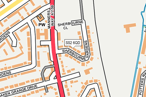 SS2 6QD map - OS OpenMap – Local (Ordnance Survey)