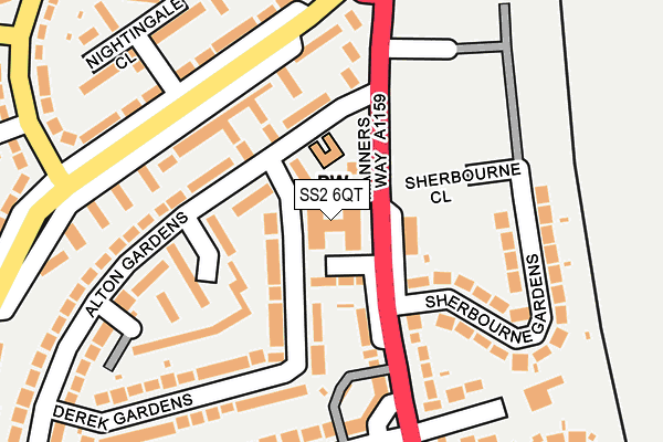 SS2 6QT map - OS OpenMap – Local (Ordnance Survey)