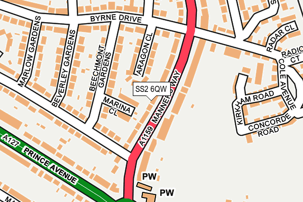 SS2 6QW map - OS OpenMap – Local (Ordnance Survey)