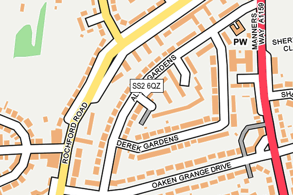 SS2 6QZ map - OS OpenMap – Local (Ordnance Survey)