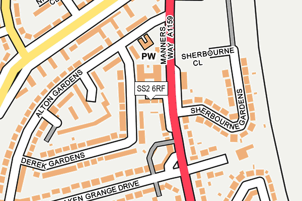 SS2 6RF map - OS OpenMap – Local (Ordnance Survey)