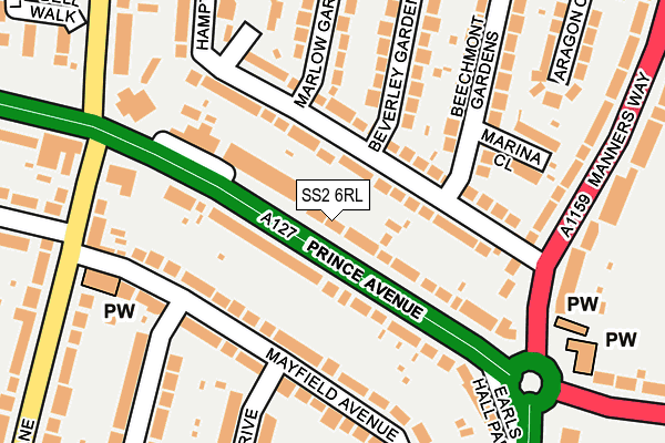 SS2 6RL map - OS OpenMap – Local (Ordnance Survey)