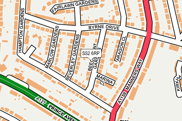 SS2 6RP map - OS OpenMap – Local (Ordnance Survey)