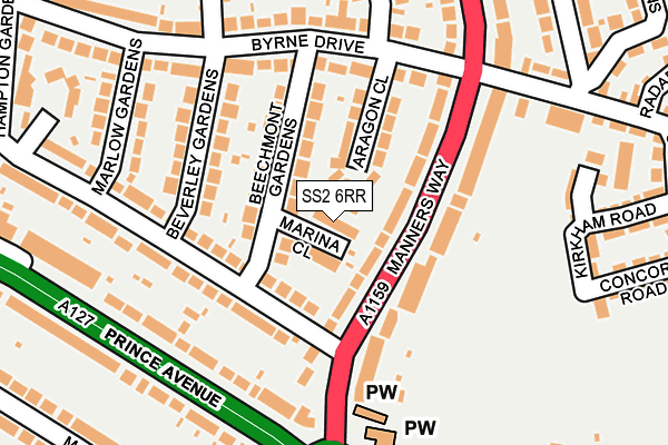 SS2 6RR map - OS OpenMap – Local (Ordnance Survey)