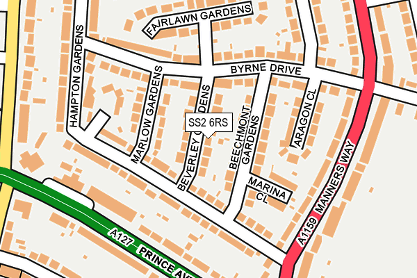 SS2 6RS map - OS OpenMap – Local (Ordnance Survey)