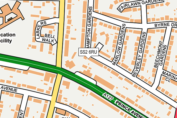 SS2 6RU map - OS OpenMap – Local (Ordnance Survey)