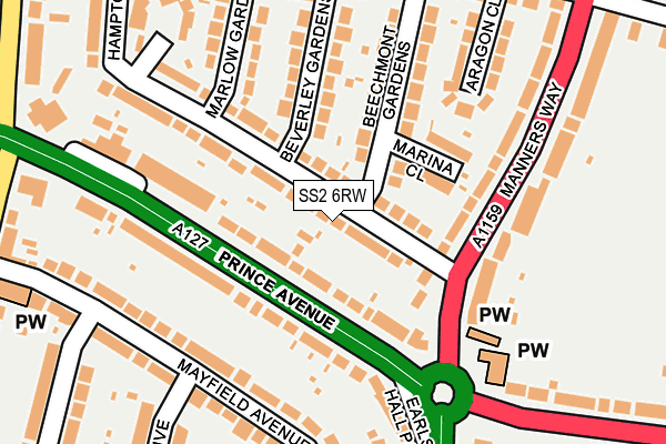 SS2 6RW map - OS OpenMap – Local (Ordnance Survey)