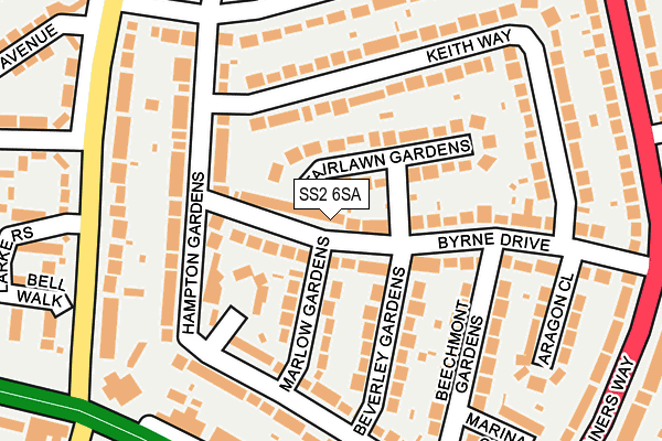 SS2 6SA map - OS OpenMap – Local (Ordnance Survey)