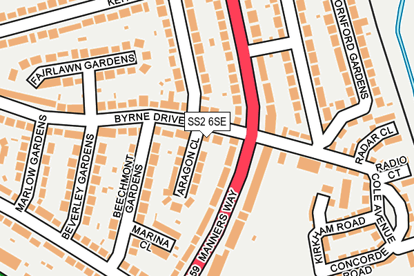 SS2 6SE map - OS OpenMap – Local (Ordnance Survey)